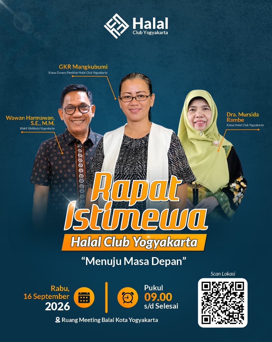 Poster Rapat Istimewa Halal Club Yogyakarta pada 16 September 2026